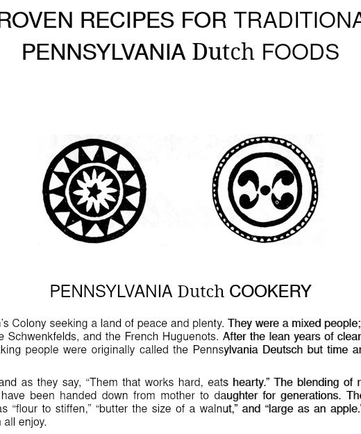 Proven Recipes for Traditional Pennsylvania Dutch Foods