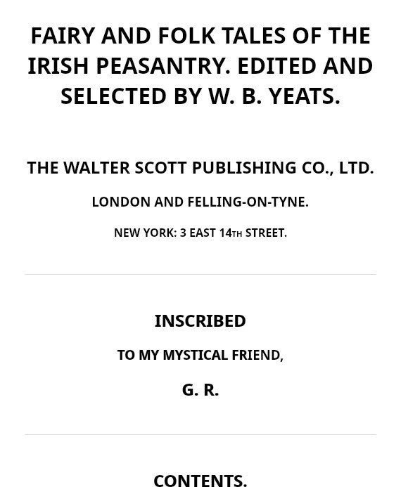 Fairy and Folk Tales of the Irish Peasantry, edited by W. B. Yeats
