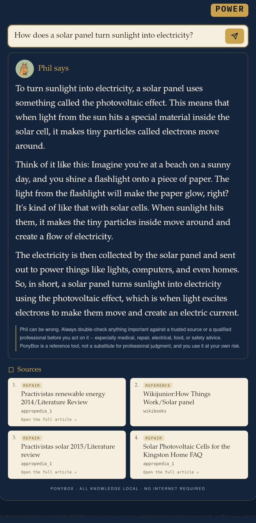 How does a solar panel turn sunlight into electricity?